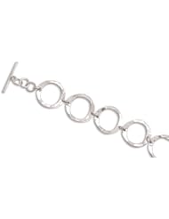 7.5"" Hammered ""O"" Sterling Silver Toggle Bracelet