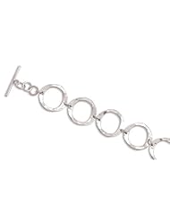 7.5" Hammered "O" Toggle Bracelet Sterling Silver Designer 925