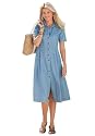 Pintucked dress with half-braided belt
