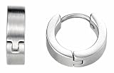 Image of Fred Bennett Mens E2938 Brushed Steel Huggie Earrings