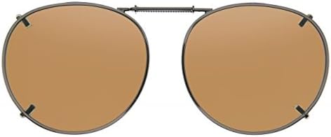 Cocoons Round 2 Clip-On Sunglasses, Size 50 Gunmetal Frame, Amber Lenses L508A