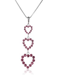 Sterling Silver Crystal Multi-Heart Drop Chain Pendant Necklace, 18"