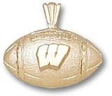 Wisconsin Badgers Solid 10K Gold ''W'' Football Pendant