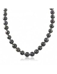 Sterling silver 11-12mm dyed black freshwater cultured pearl necklace, 18"