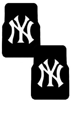 A Set of 2 MLB Major League Baseball Licensed Universal-Fit Molded Front Rubber Floor Mats - New York Yankees