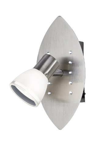 Trio-Leuchten Halogen/LED-Spot in nickel matt, Glas wei&szlig; satiniert/Rand klar, inklusiv 1x G9 28W + 10x 0.06W LED, Ma&szlig;e: 20 x 10 cm 828470107