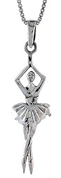 Sterling Silver Ballet Dancer (Ballerina) Pendant, 1 3/4 in. (44mm) tall