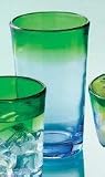 Two-Toned Mouth Blown Glass Tumblers - Set of 4 Glasses