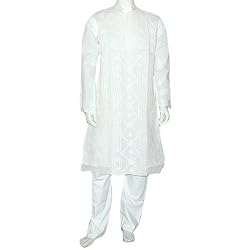 Mens Clothing Cotton Embroidered Kurta Pajama Size M Chest :40 (chgkp066)