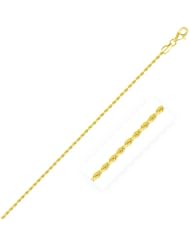 2.0mm 14K Yellow Gold Diamond Cut Rope Anklet