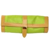 Travel Jewelry Roll Leather Compact Lime