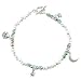 Celestial Theme Blue Czech Glass and Sterling Silver Rock Bead Toggle Bracelet with Man in the Moon, Crescent Moon and Star Charms, 7 1/4" long, #8076