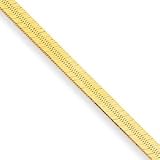 14k 5.0mm Silky Herringbone Chain Necklace - 16 Inch - Lobster Claw - JewelryWeb