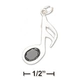 Buy Sterling Silver 1 Inch Music Note With Red CZ Charm by JewelryWeb