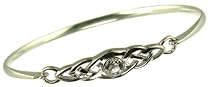 Silver Ladies White Cubic Zirconia Celtic Style Bangle
