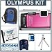 Olympus Stylus Tough 6020 Digital Camera Kit - Pink - with 8GB SD Memory Card, Camera Case, Table Top Tripod,Spare LI- 50B Lithium-Ion Rechargeable Battery, Memory Card Holder (4)