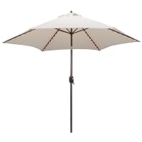 TropiLight 9-Foot Bronze Aluminum Lighted Canvas Market Umbrella