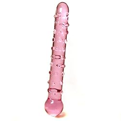 Deluxe Pink Nubby Glass Dildo