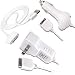 USB Data Cable + Rapid Car Charger + Home Travel Charger for Apple Ipod Touch Itouch 8Gb 16GB 32Gb 2G 2nd Generation