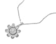 Sterling Silver Necklace - Sun Flower with Clear CZ - 23mm Pendant Height