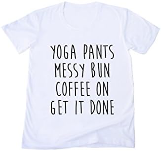 WHITE PREMIUM TANKTOP UNISEX SIZE - Yoga Pants Messy Bun Coffee On Get It Done