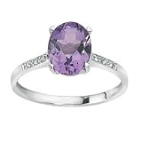 9ct White Gold Diamond And Amethyst Ring