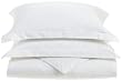 Renaissance Collection 600 Thread Count Reversible Woven Stripe to Solid Cotton Full/Queen Duvet