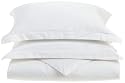 Renaissance Collection 600 Thread Count Reversible Woven Stripe to Solid Cotton Full/Queen Duvet Set,  White