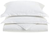 Renaissance Collection 600 Thread Count Reversible Woven Stripe to Solid Cotton Full/Queen Duvet Set,  White