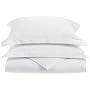 Renaissance Collection 600 Thread Count Reversible Woven Stripe to Solid Cotton Full/Queen Duvet Set,  White