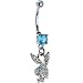 Playboy Gem Paved March Birthstone Bunny Head Belly Ring