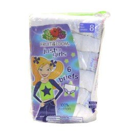 Fruit of the Loom Girls 4-16x 6 Pack Girls White Cotton Brief,White,8