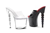 757-VANITY, 7.5 Dice Heel Mule in Clear or Black by Ellie Shoes