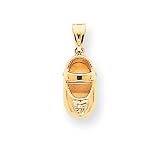 14k 3-D August/Peridot Engraveable Baby Shoe Charm