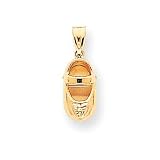 14k 3-D August Peridot Engraveable Baby Shoe Charm