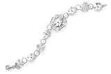 14 Karat white gold matte-finished finished floral bracelet, enhanced with bezel set diamonds.