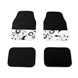 Stylish car black/white flower full set of floor mats- girls accessories