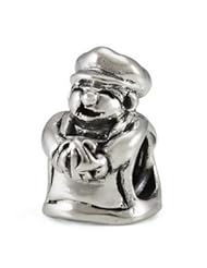 Genuine Ohm Beads (TM) Product. 925 Sterling Silver Mrs. Claus European Bead Charm. 100% Satisfaction Guaranteed.