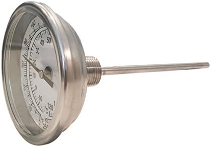 3" Dial x 6" Stem Brewing/Distilling Thermometer with 1/2" NPT