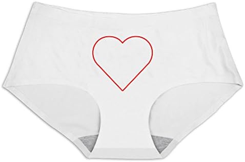 Custom Women's Sporty Stretch Ice Silky Brief Underwear Panty Heart Icon Size M White