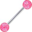 Barbell - Pink Glitter Tongue Ring