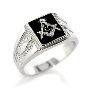 Men's Young Line Swarovski Crystal Masonic Ring, Size: 8-13