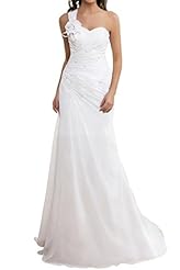 Chiffon Sweetheart One Shoulder Natural   Waistline Lace-Up  Dress