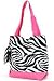 Black & White Zebra Print Large Tote Bag with Matching Coin Purse Inside ~ You Choose HOT PINK or BLUE
