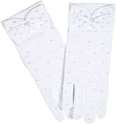 The Communion Collection "Pearly Bow" Gloves - white, 8 - 12 years