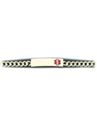 10K Yellow Gold Medical Alert ID Curb Chain Bracelet - Length 7 Inch