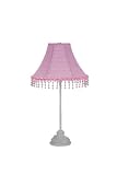 Medium Pink Check Pearl Flower Lamp With Shade