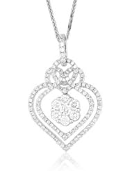1.40ct tw Diamond Heart with Cluster Pendant set in 18k White Gold