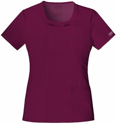 Cherokee Core Stretch Junior Fit Scoop Neck-Wine,Medium