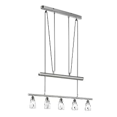 Trio-Leuchten 316410507 JoJo-Pendelleuchte inklusiv 5x G9, 28 W Eco, Nickel matt, galvanisierte Gl�ser